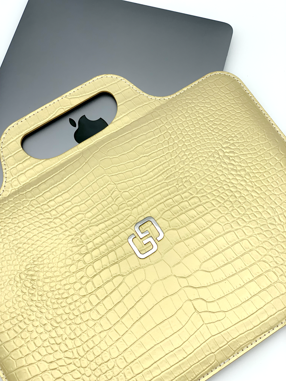 Купить Эксклюзивная Сумка для MacBook Gold Alligator Элитный Подарок Чехол для MacBook Pro Air 12" Роскош